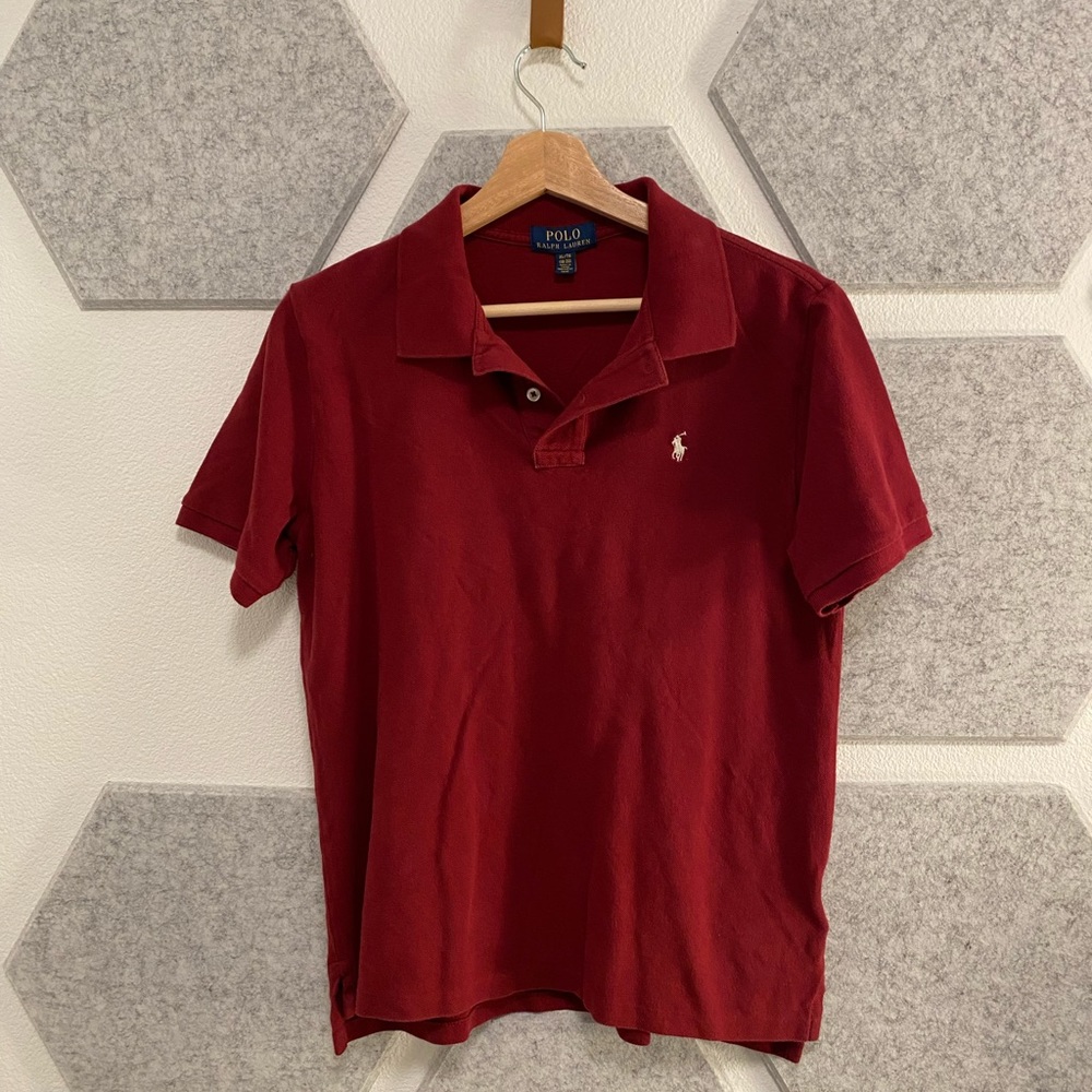 XL Polo Ralph Lauren Burgundy Dark Red Button Up Collared Shirt Polos